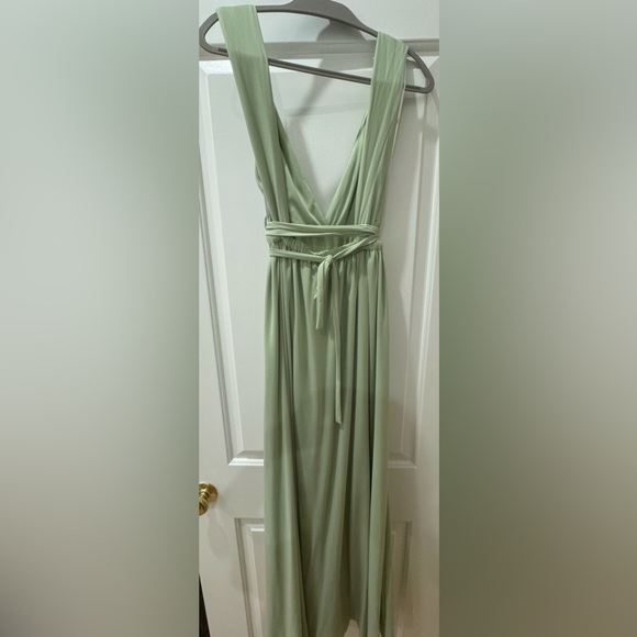 Lulus Mesmerized by Love Light Sage Mesh Lace-Up Maxi Dress size S - Picture 6 of 6